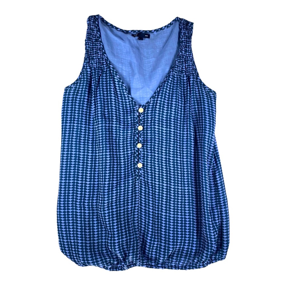 GAP Navy Blue Button Print V-Neck Sleeveless Tank Top Size Small